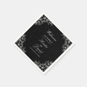 Serviette En Papier Mariage Floral Orné Blanc (Coin)