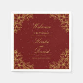 Serviette En Papier Mariage Floral Orné Or (Devant)