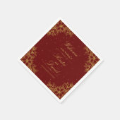 Serviette En Papier Mariage Floral Orné Or (Coin)