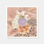 Serviette En Papier Mariage floral Peach Lilac (Devant)