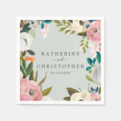 Serviette En Papier Mariage floral peint (Devant)