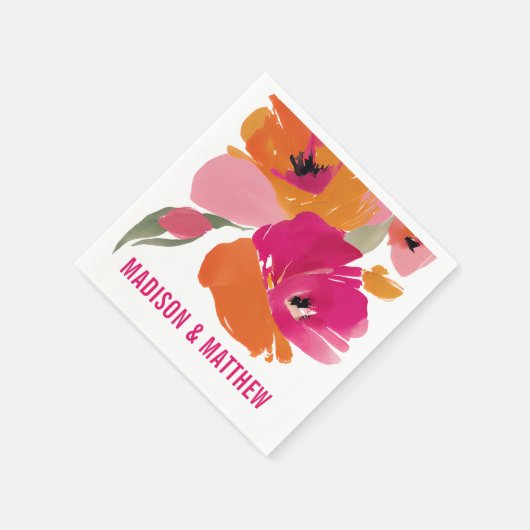 Serviette En Papier Mariage floral personnalisable Napkin Abstrait mod (Coin)
