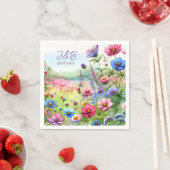 Serviette En Papier Mariage floral personnalisé (En situation)