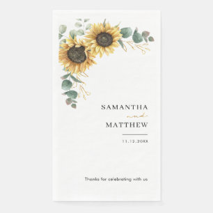 Serviette En Papier Mariage floral personnalisé de tournesol Eucalyptu