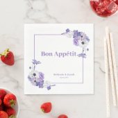 Serviette En Papier Mariage floral pourpre (En situation)