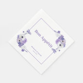 Serviette En Papier Mariage floral pourpre (Coin)