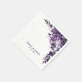 Serviette En Papier Mariage Floral Pourpre Rustique (Coin)