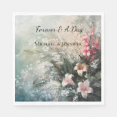 Serviette En Papier Mariage floral rose blanc tropical (Devant)