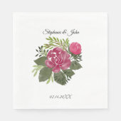 Serviette En Papier Mariage floral rose budget (Devant)