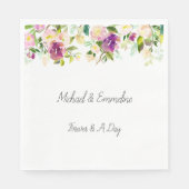 Serviette En Papier Mariage floral rose de Bourgogne (Devant)