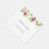 Serviette En Papier Mariage floral rose de Bourgogne (Coin)