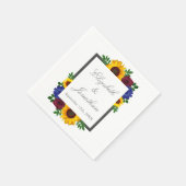 Serviette En Papier Mariage floral Rose de tournesol (Coin)