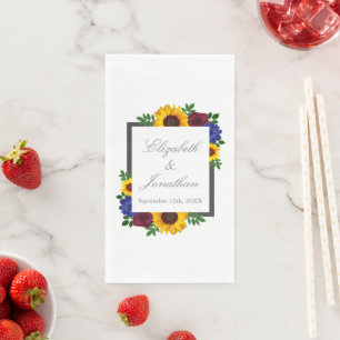 Serviette En Papier Mariage floral Rose de tournesol