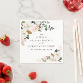 Serviette En Papier Mariage floral rose et blanc Magnolia (En situation)