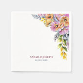 Serviette En Papier Mariage floral rose et orange (Devant)