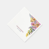 Serviette En Papier Mariage floral rose et orange (Coin)