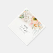 Serviette En Papier Mariage floral rose et pêche (Coin)