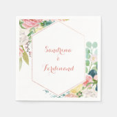 Serviette En Papier Mariage floral rose géométrique Napkin (Devant)