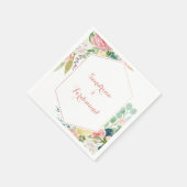 Serviette En Papier Mariage floral rose géométrique Napkin (Coin)
