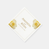 Serviette En Papier Mariage floral rose jaune moderne (Coin)