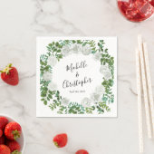 Serviette En Papier Mariage floral rose noire et blanche (En situation)