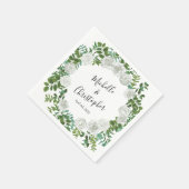 Serviette En Papier Mariage floral rose noire et blanche (Coin)