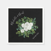 Serviette En Papier Mariage floral rose noire et blanche (Devant)