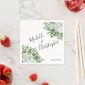 Serviette En Papier Mariage floral rose noire et blanche (En situation)