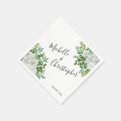 Serviette En Papier Mariage floral rose noire et blanche (Coin)