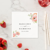Serviette En Papier Mariage floral rose pâle (En situation)
