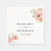 Serviette En Papier Mariage floral rose pâle (Devant)