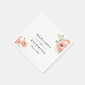Serviette En Papier Mariage floral rose pâle (Coin)