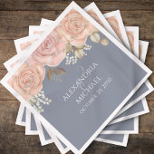 Serviette En Papier Mariage floral rose pâle bleu sur mesure