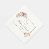 Serviette En Papier Mariage floral rose rose brillant or (Coin)