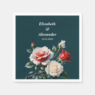Serviette En Papier Mariage floral rose rose foncé
