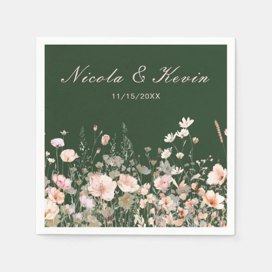 Serviette En Papier Mariage floral rose rose rose fleur sauvage (Devant)