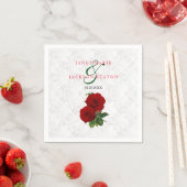 Serviette En Papier Mariage floral Rose rouge profonde (En situation)