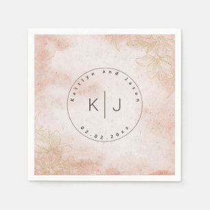 Serviette En Papier Mariage floral rose rustique