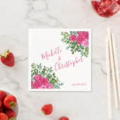 Serviette En Papier Mariage floral rose vif (En situation)