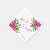 Serviette En Papier Mariage floral rose vif (Coin)