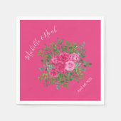 Serviette En Papier Mariage floral rose vif (Devant)