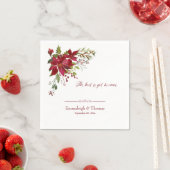 Serviette En Papier Mariage floral rouge écarlate (En situation)