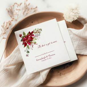 Serviette En Papier Mariage floral rouge écarlate