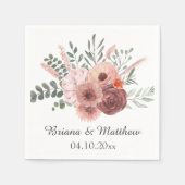 Serviette En Papier Mariage floral rouille (Devant)