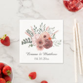 Serviette En Papier Mariage Floral Rouille Rosé (En situation)