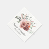 Serviette En Papier Mariage Floral Rouille Rosé (Coin)