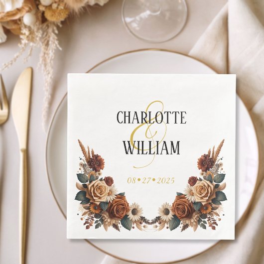 Serviette En Papier Mariage floral rustique