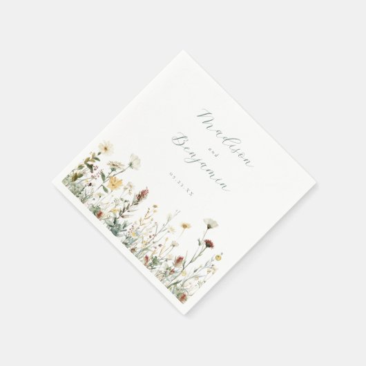 Serviette En Papier Mariage floral rustique (Coin)
