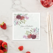 Serviette En Papier Mariage floral rustique Bourgogne (En situation)