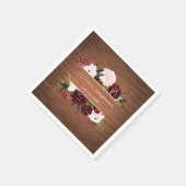 Serviette En Papier Mariage floral rustique de Bourgogne et de Blush (Coin)